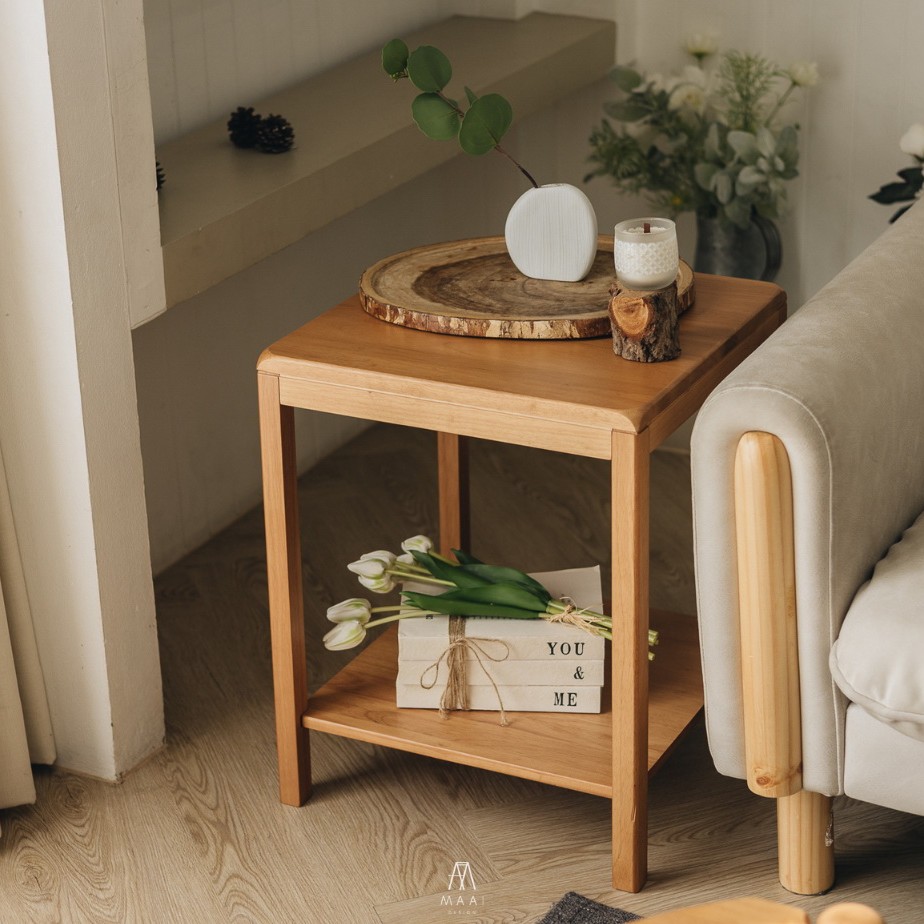 โต๊ะข้างไม้ยางพารา MAAI DESIGN รุ่น DABURU SIDE TABLE สีโอ๊ค